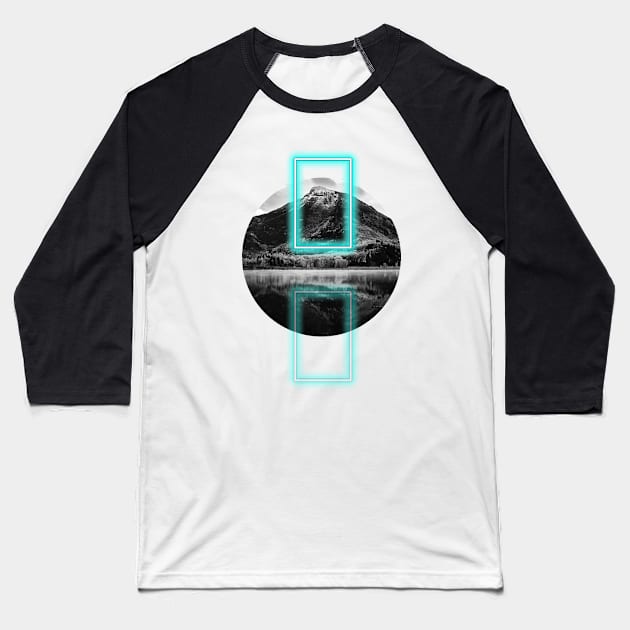 Neon Mountain Winter Baseball T-Shirt by Ilustrahim